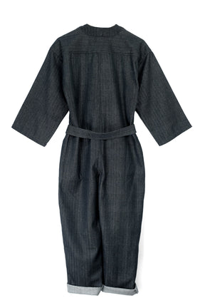 Playsuit in Black recycled Herringbone-Humphries and Begg