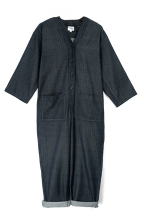 Playsuit in Black recycled Herringbone-Humphries and Begg