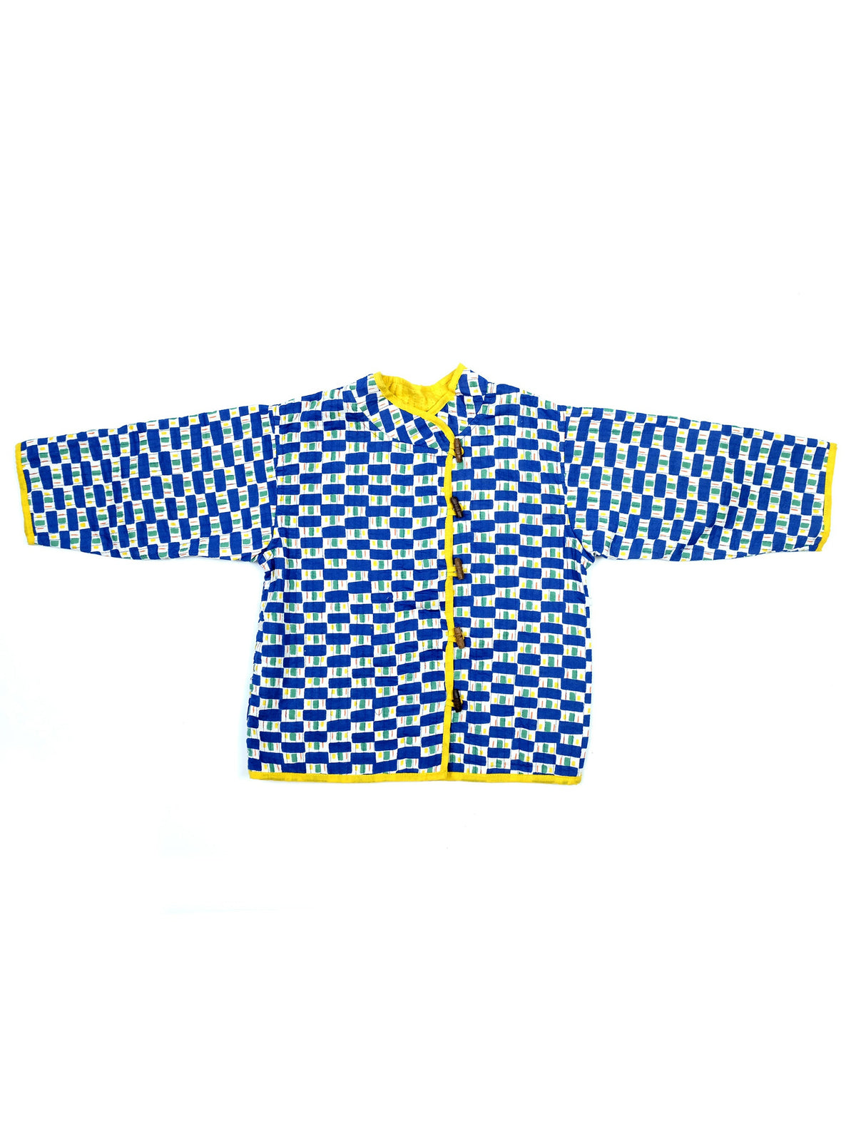 Kids organic cotton quilted Jacket in Blue Bridge-Humphries and Begg