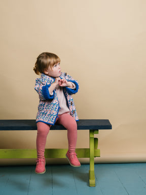 Kids organic cotton quilted Jacket in Hungry Bugs on Pink-Humphries and Begg