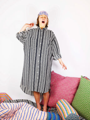 Organic Cotton Night shirt in Black Cabaret-Humphries and Begg