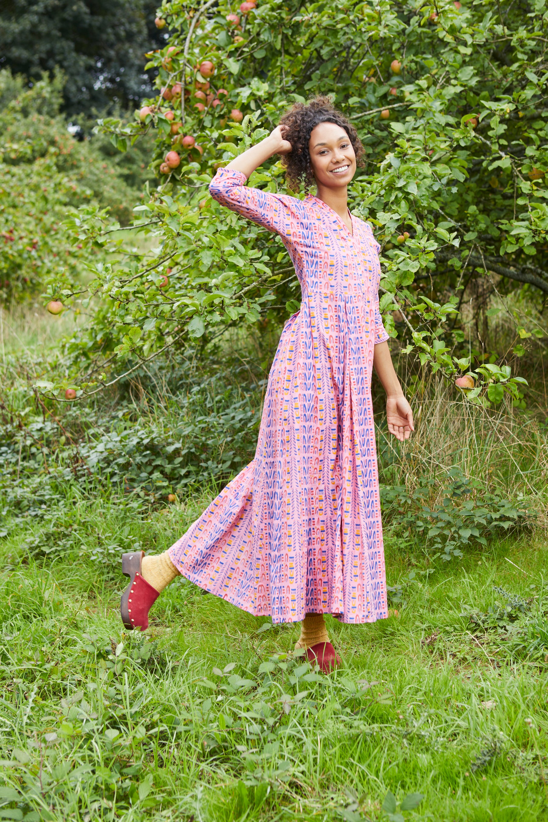 Lydia Dress - Pink Sky Dive in Organic Cotton