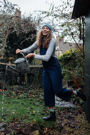 Rosie Dungarees In Navy Cotton Twill