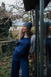 Rosie Dungarees In Navy Cotton Twill
