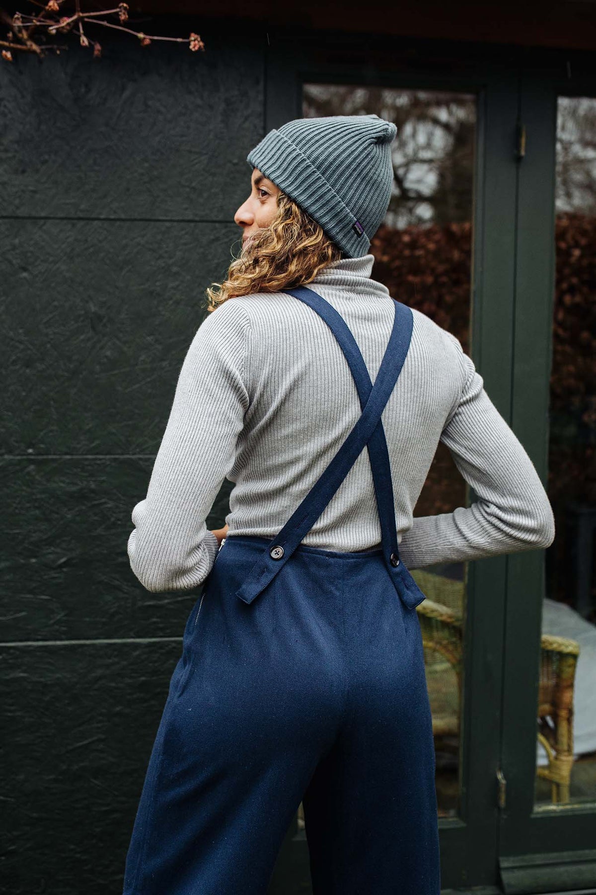 Rosie Dungarees in Navy Cotton Twill