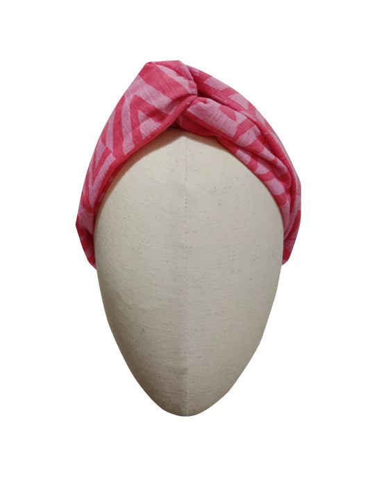 The Twist Headband in Pink Honeycomb