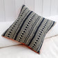 Small black cabaret stripe and patchwork picnic linen cushion 45 x 45cm-Humphries and Begg